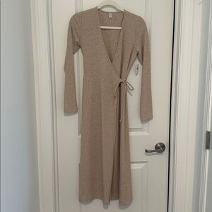 Old Navy Tan Long Sleeve Wrap Sweater Dress
